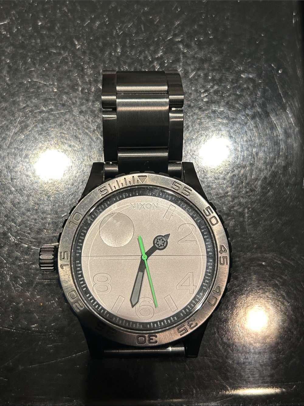 Nixon Stainless Steel Watch with Green Seconds Hand StarWars addition